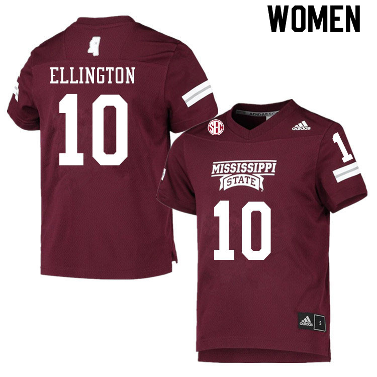Women #10 Corey Ellington Mississippi State Bulldogs College Football Jerseys Sale-Maroon - Click Image to Close